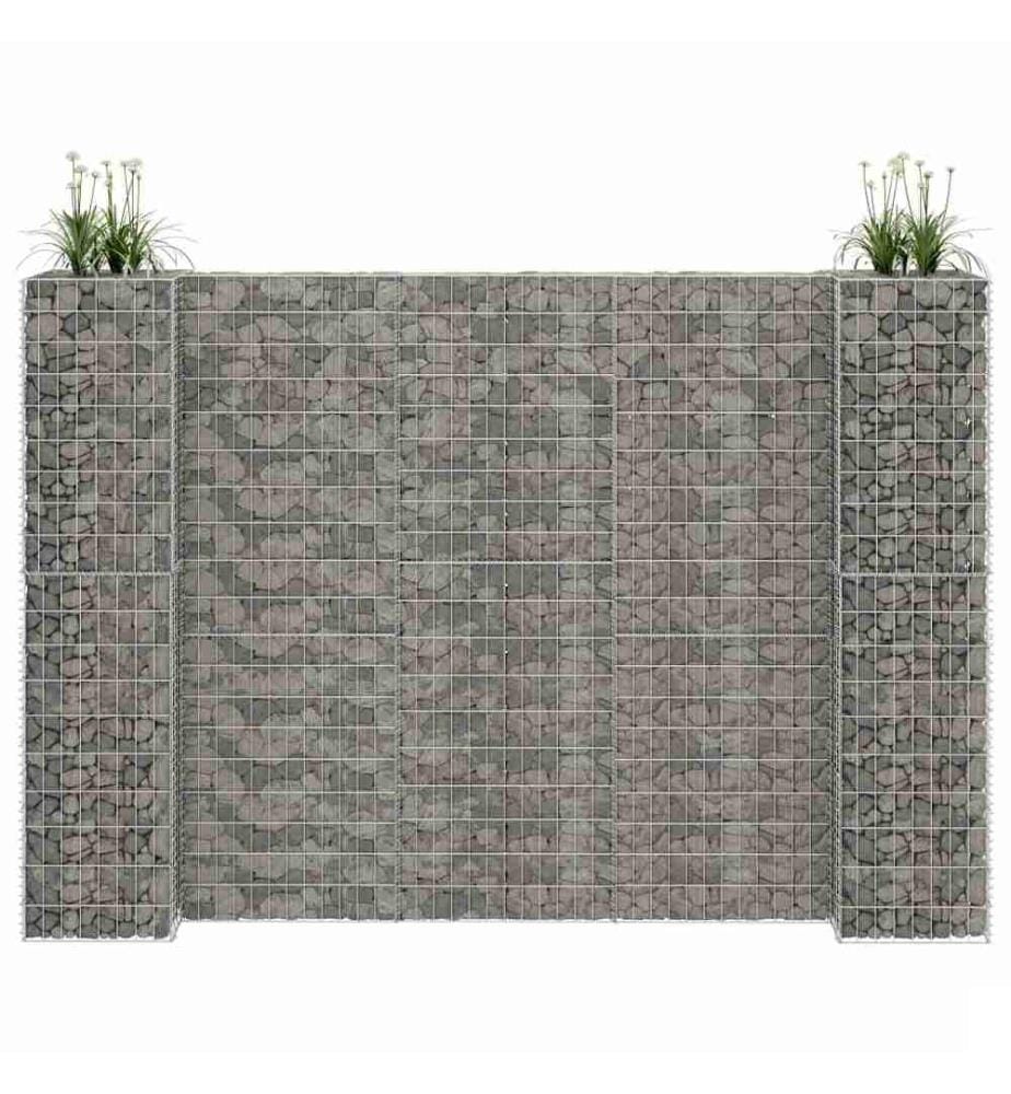 Jardinière à gabion en H Fil d'acier 260x40x180 cm