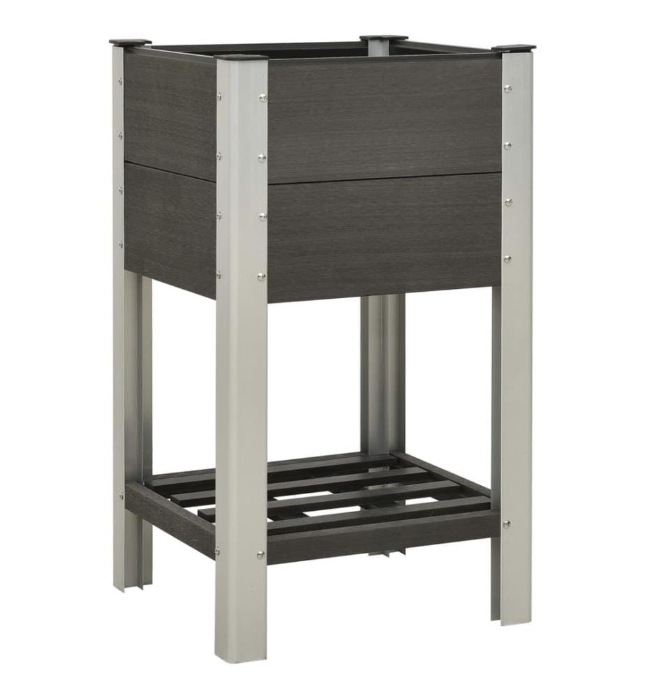Lit surélevé de jardin avec étagère 50x50x90 cm WPC Gris
