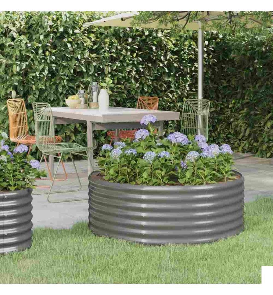 Lit surélevé de jardin Acier enduit de poudre 100x100x36cm gris