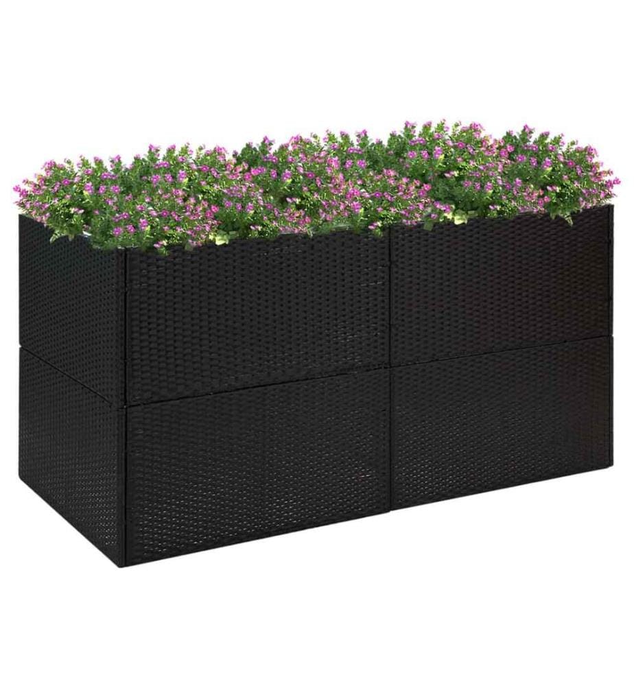Jardinière Noir 157x80x80 cm Résine tressée