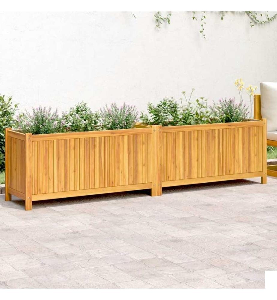Jardinière avec doublure 199x38,5x50 cm bois massif d'acacia
