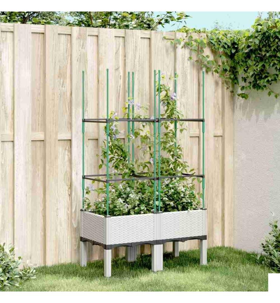 Jardinière avec treillis blanc 80x40x142,5 cm PP