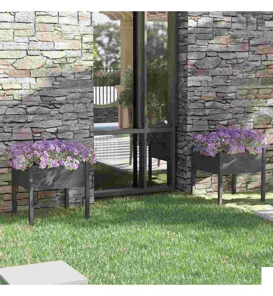 Jardinières 2 pcs Gris 70x70x70 cm Bois de pin massif
