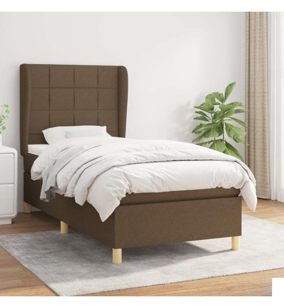 Sommier à lattes de lit avec matelas Marron foncé 100x200 cm