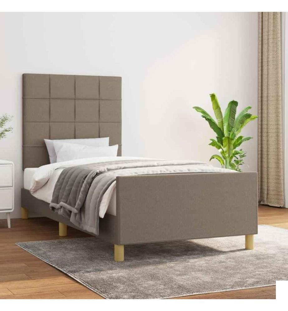 Cadre de lit avec tête de lit Taupe 100x200 cm Tissu