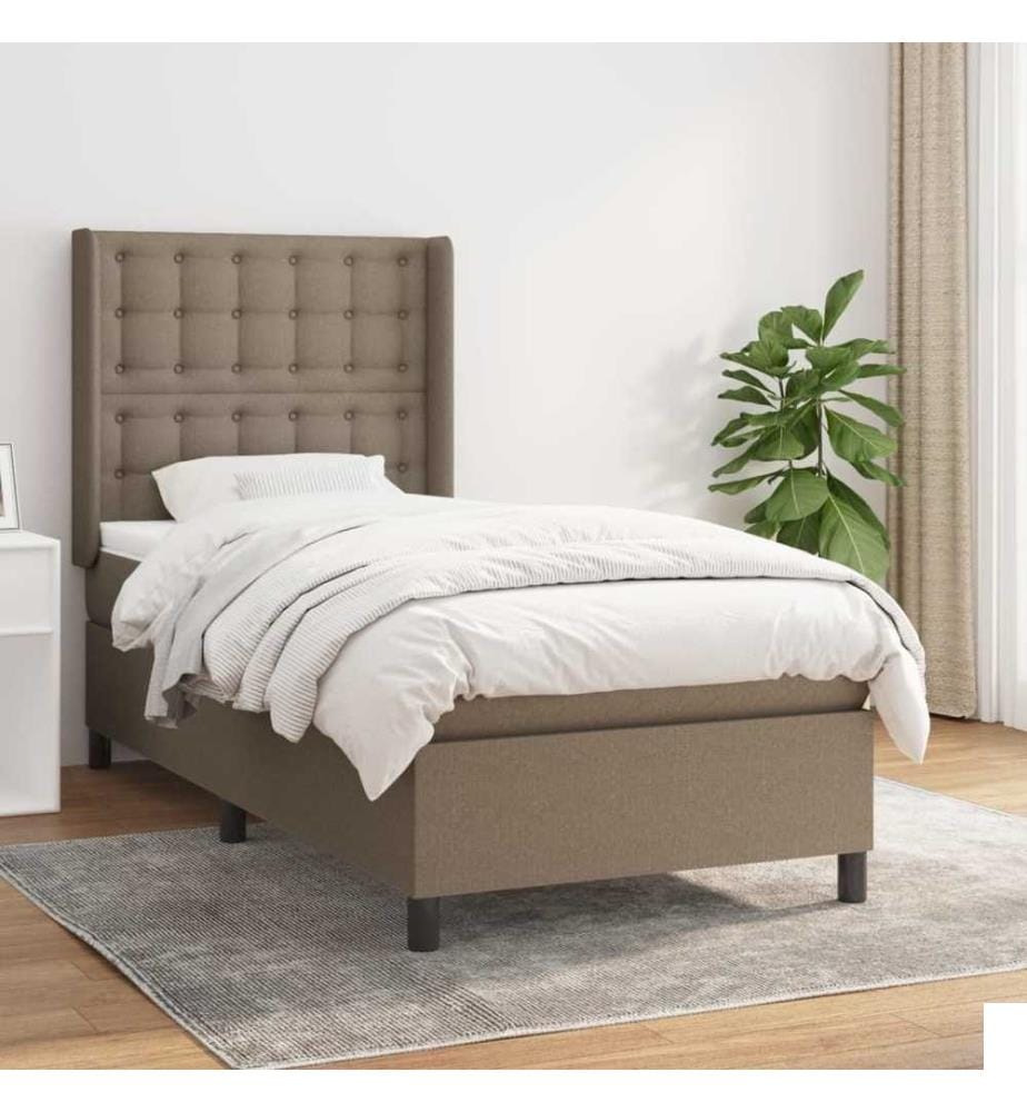 Sommier à lattes de lit avec matelas Taupe 100x200 cm Tissu
