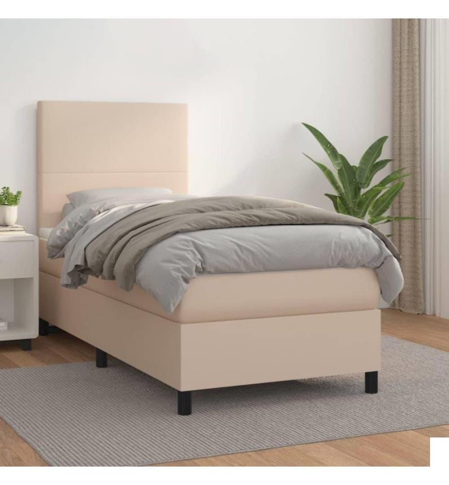 Lit à sommier tapissier avec matelas Cappuccino 100x200 cm