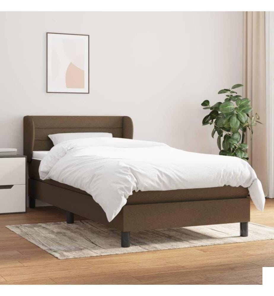 Lit à sommier tapissier avec matelas Marron foncé 100x200 cm