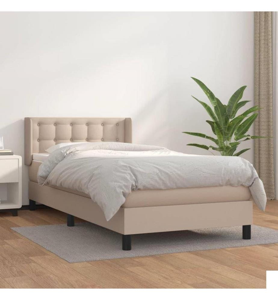 Lit à sommier tapissier avec matelas Cappuccino 100x200 cm
