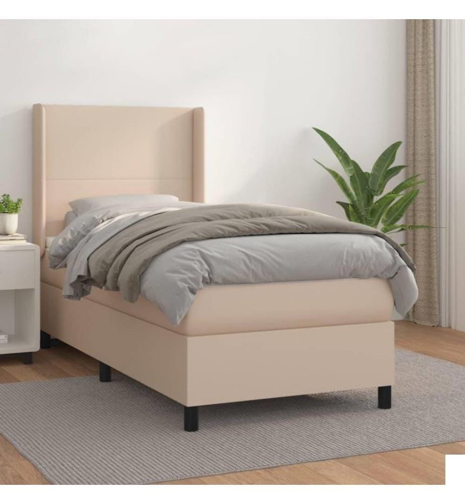 Lit à sommier tapissier avec matelas Cappuccino 100x200 cm