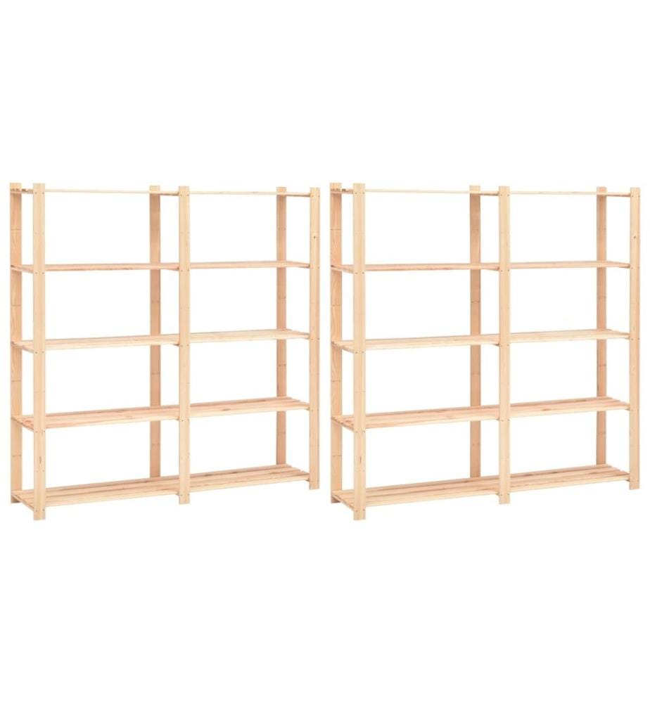 Étagères de rangement à 5 niveaux 2pcs 170x38x170 cm Pin 500 kg