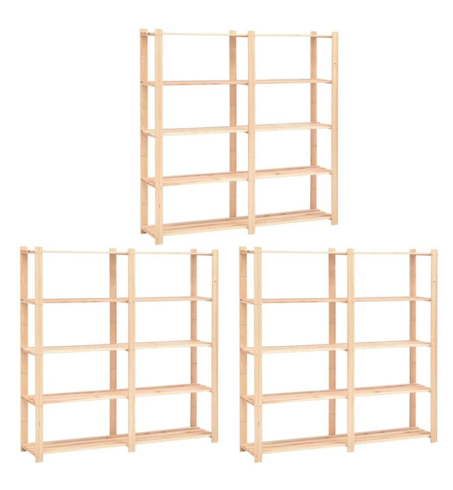 Étagères de rangement à 5 niveaux 3pcs 170x38x170 cm Pin 500 kg