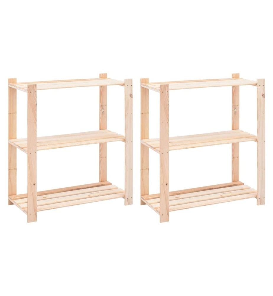 Étagères de rangement à 3 niveaux 2 pcs 80x38x90 cm Pin 150 kg