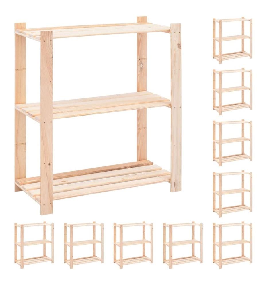 Étagères de rangement à 3 niveaux 10 pcs 80x38x90 cm Pin 150 kg