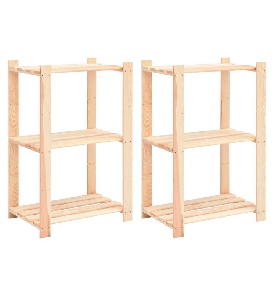 Étagères de rangement à 3 niveaux 2 pcs 60x38x90 cm Pin 150 kg