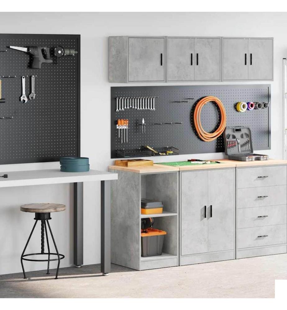 Armoires de garage 2 pcs gris béton bois d'ingénierie
