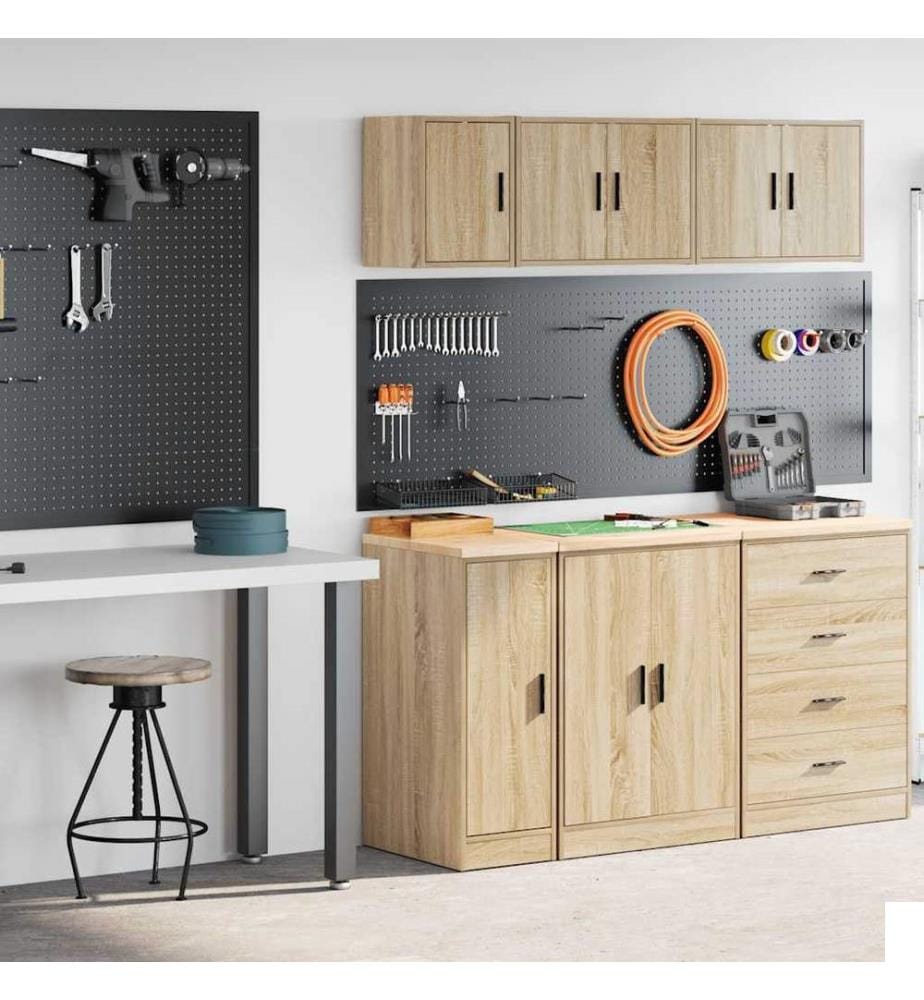 Armoires de garage 2 pcs chêne sonoma bois d'ingénierie