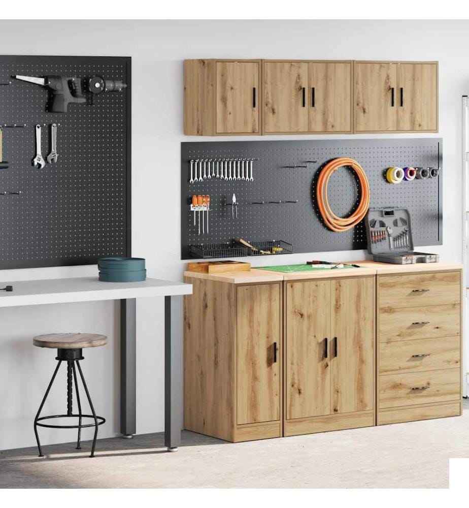 Armoires garage 2 pcs chêne artisanal bois d'ingénierie