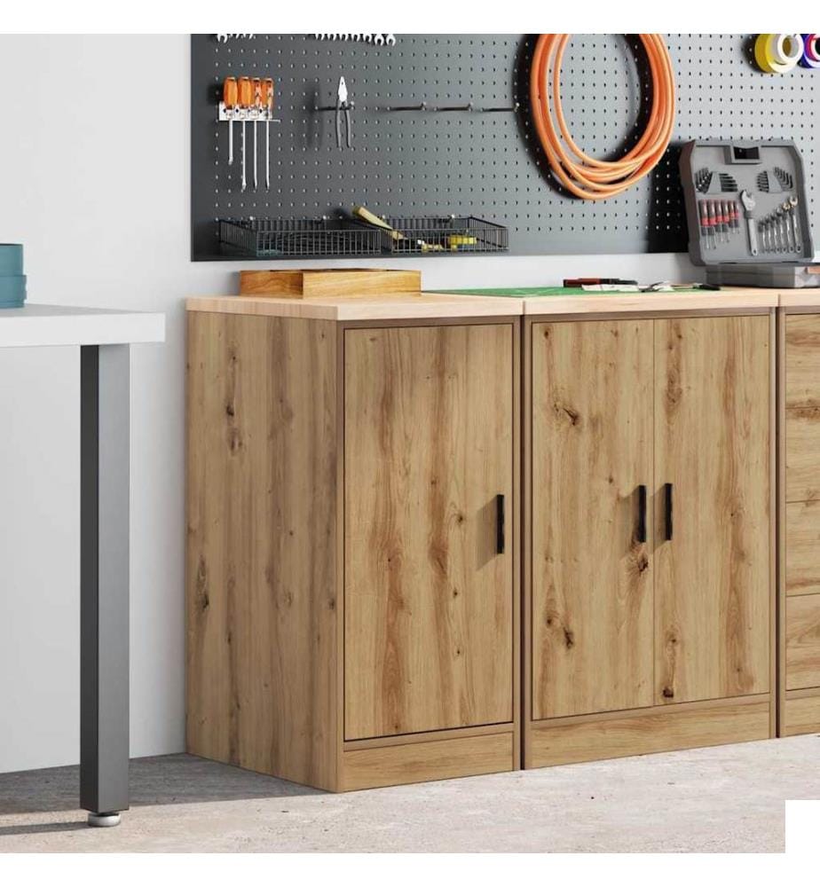Armoire de rangement de garage chêne artisanal bois pin massif