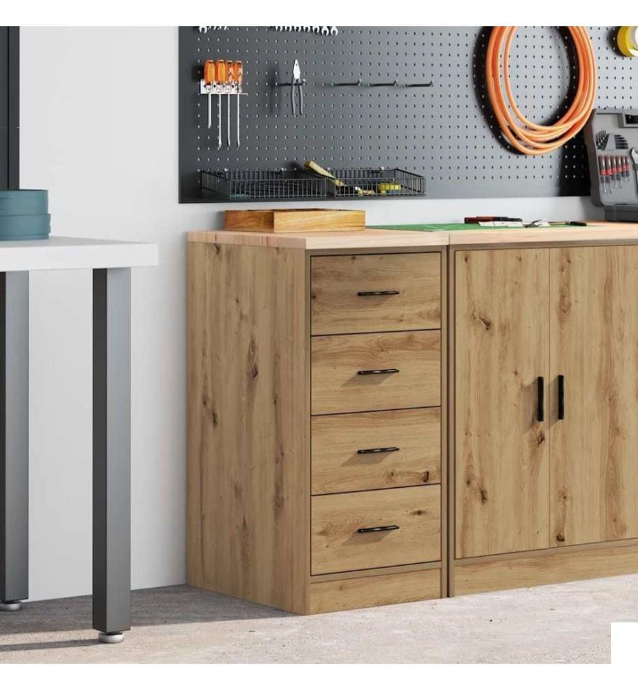Armoire de rangement de garage chêne artisanal bois pin massif