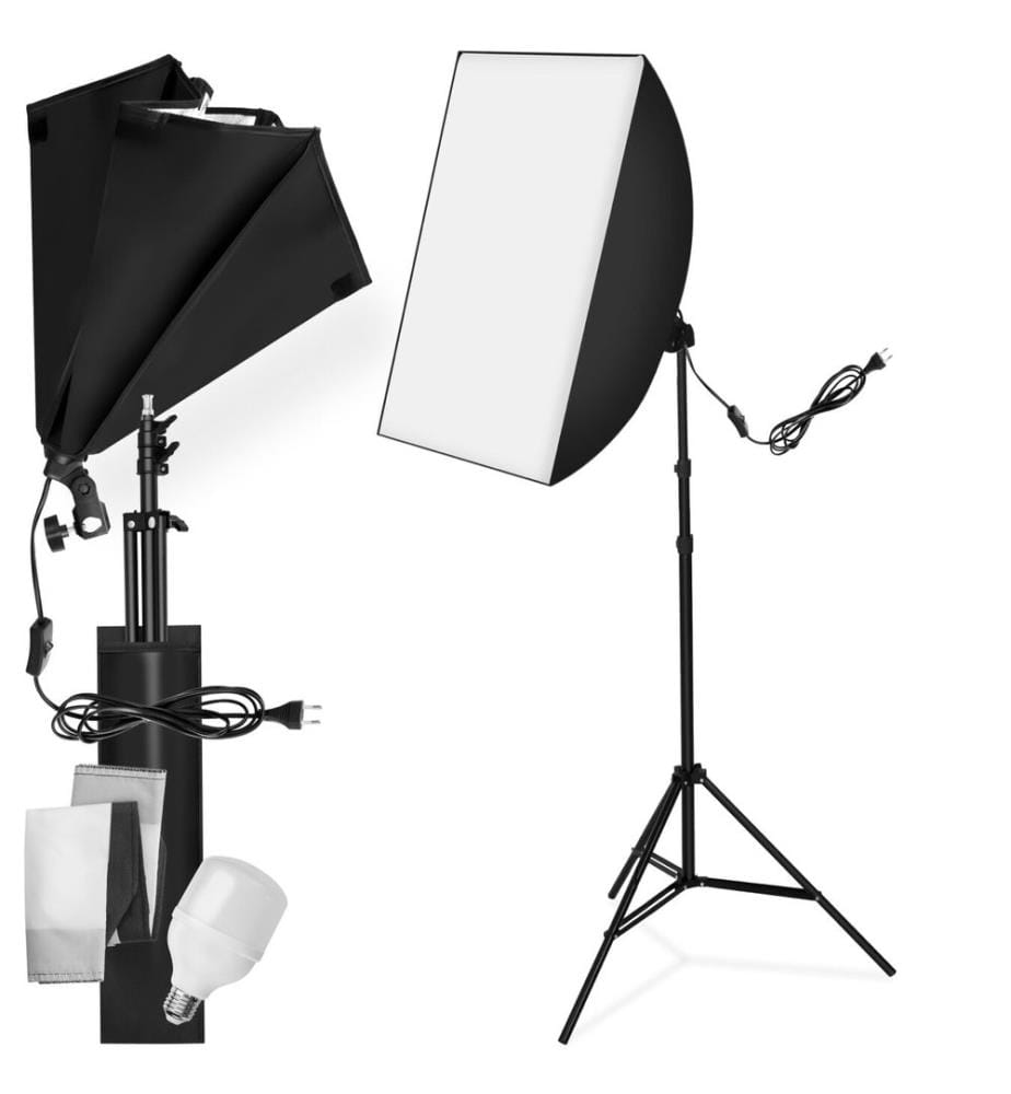 Éclairage studio softbox rectangulaire 1 sac de rangement - noir