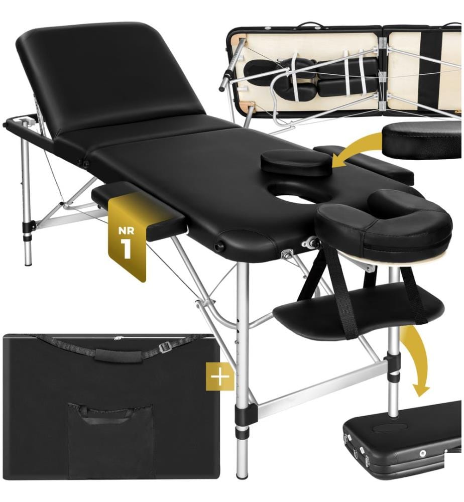 Table de massage pliante à 3 zones - noir