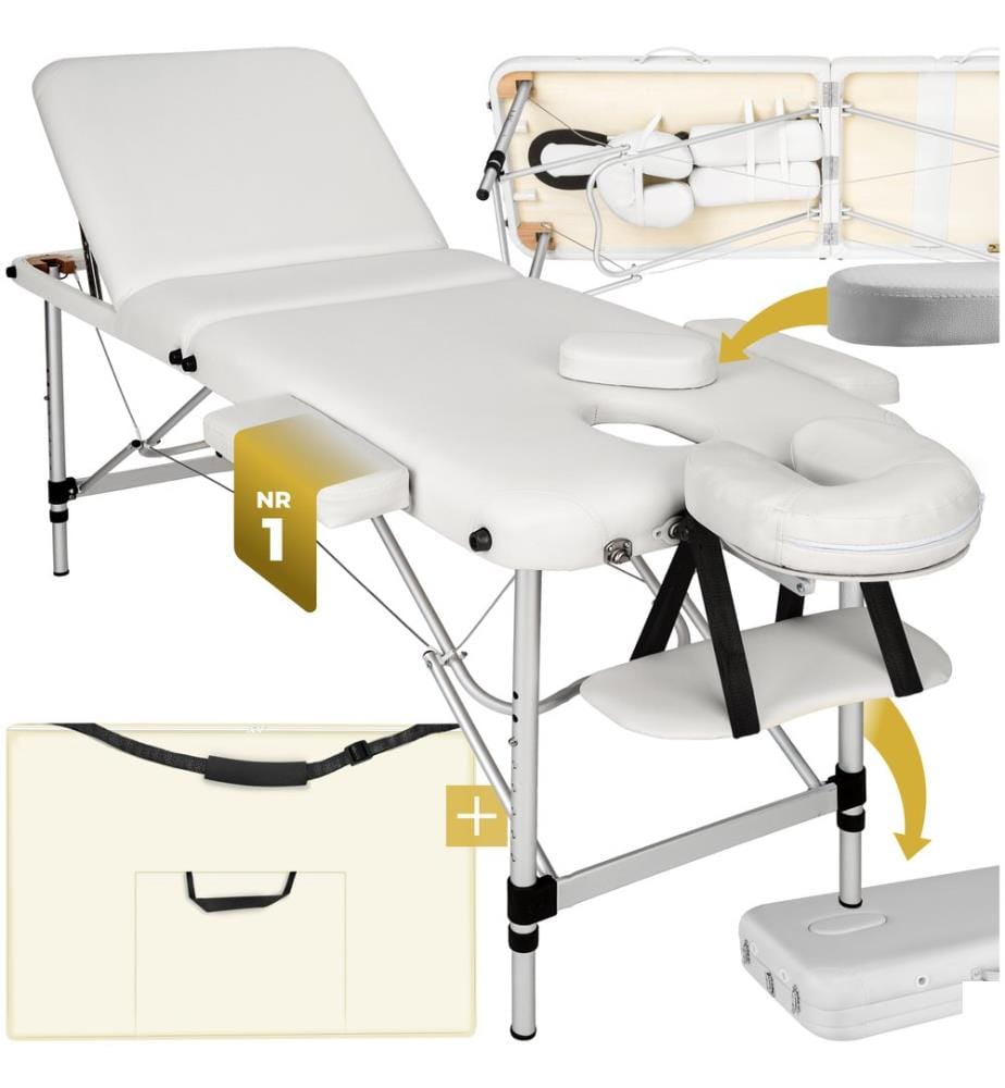 Table de massage pliante à 3 zones - blanc