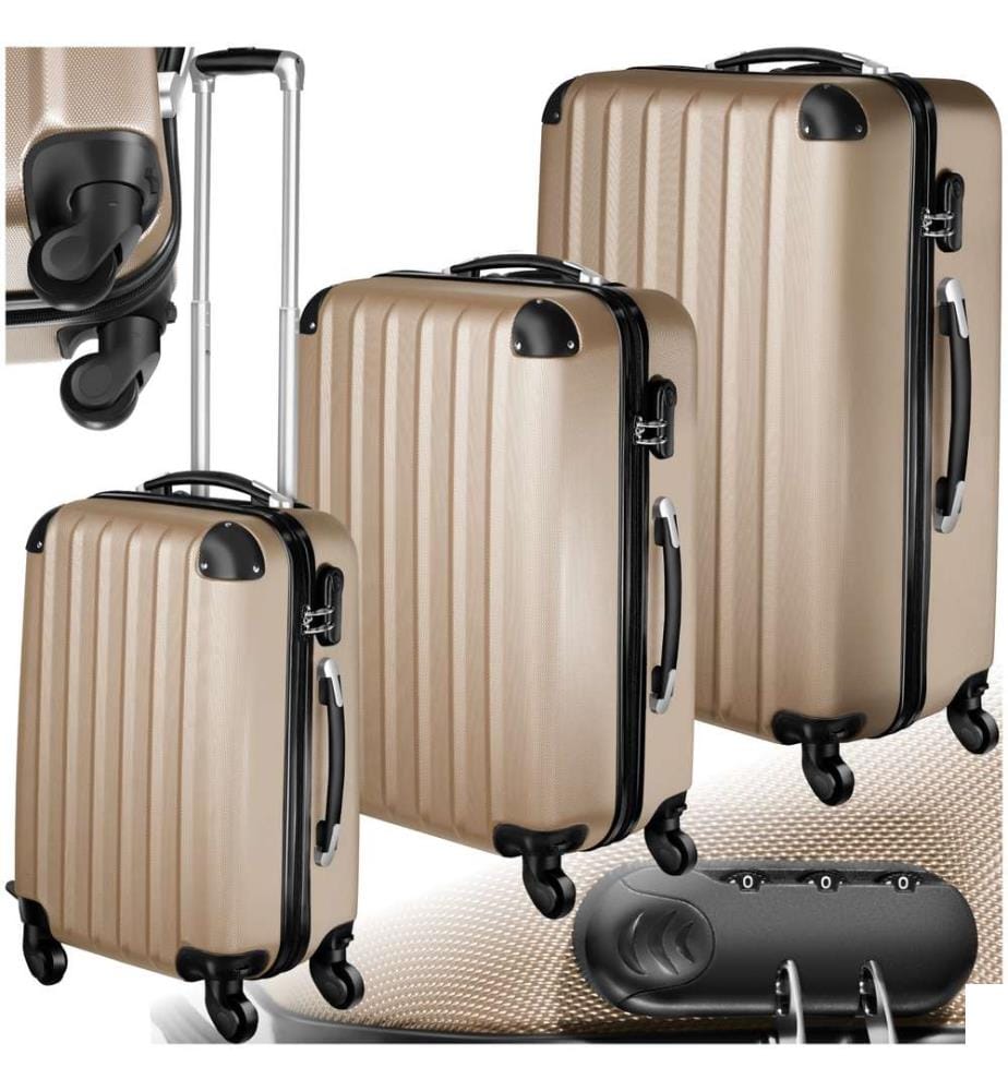 Set de 3 Valises Trolley Rigides - ABS - champagne