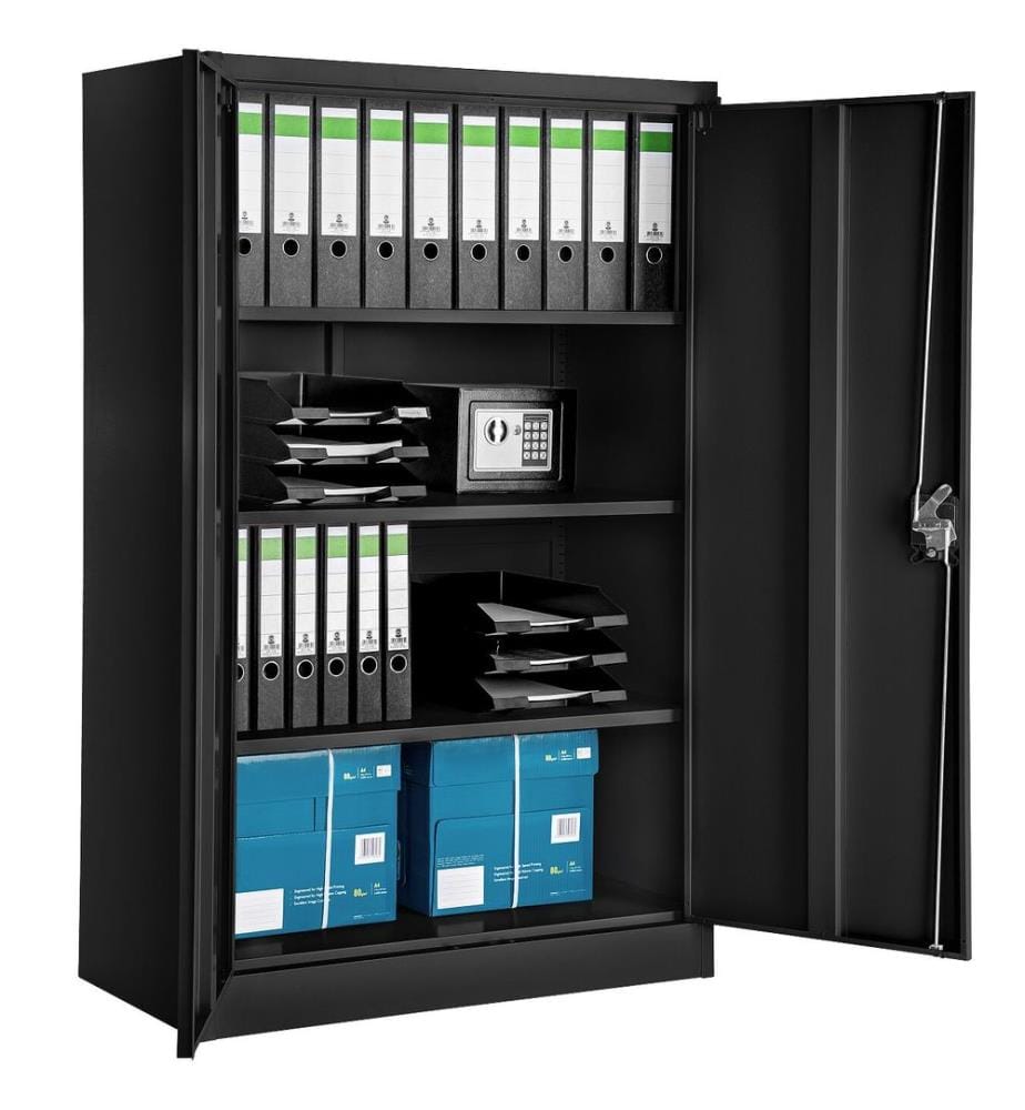 Armoire métallique à dossiers 4 niveaux 140x90x40 cm - noir