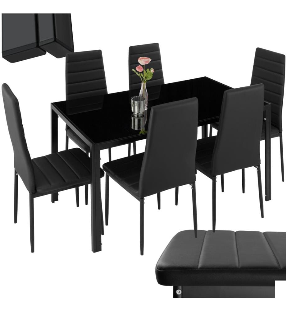 Ensemble table 6 chaises - noirnoir