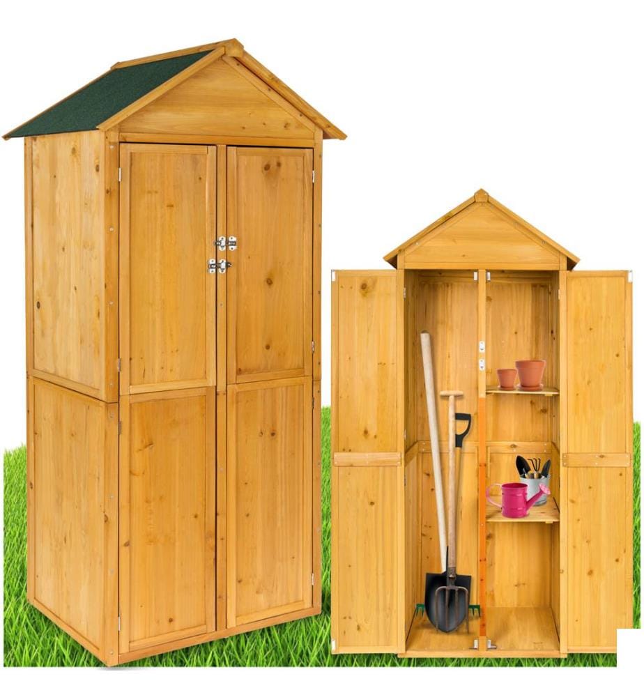 Armoire de jardin Kadi 80,5 x 60 x 213,5 cm - marron