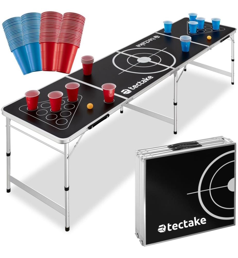 Table de Bière Pong Brew Battle réglable en hauteur et pliable - noir