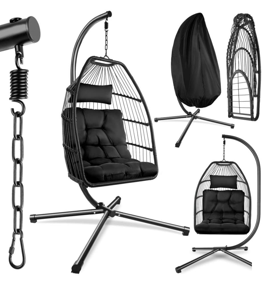 Fauteuil suspendu Ariane avec structure et coussin 160kg - noir