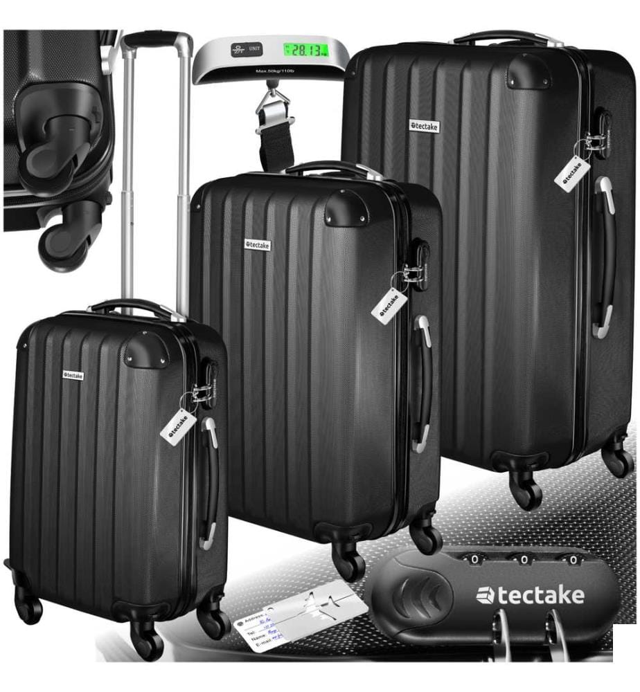 Ensemble de 3 valises Talia avec pèse-bagage et étiquette à bagages - noir