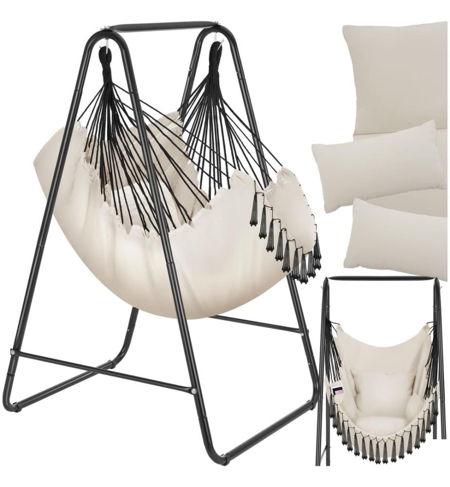 Fauteuil suspendu ALISON style boho avec une capacité de charge de 160kg - beige