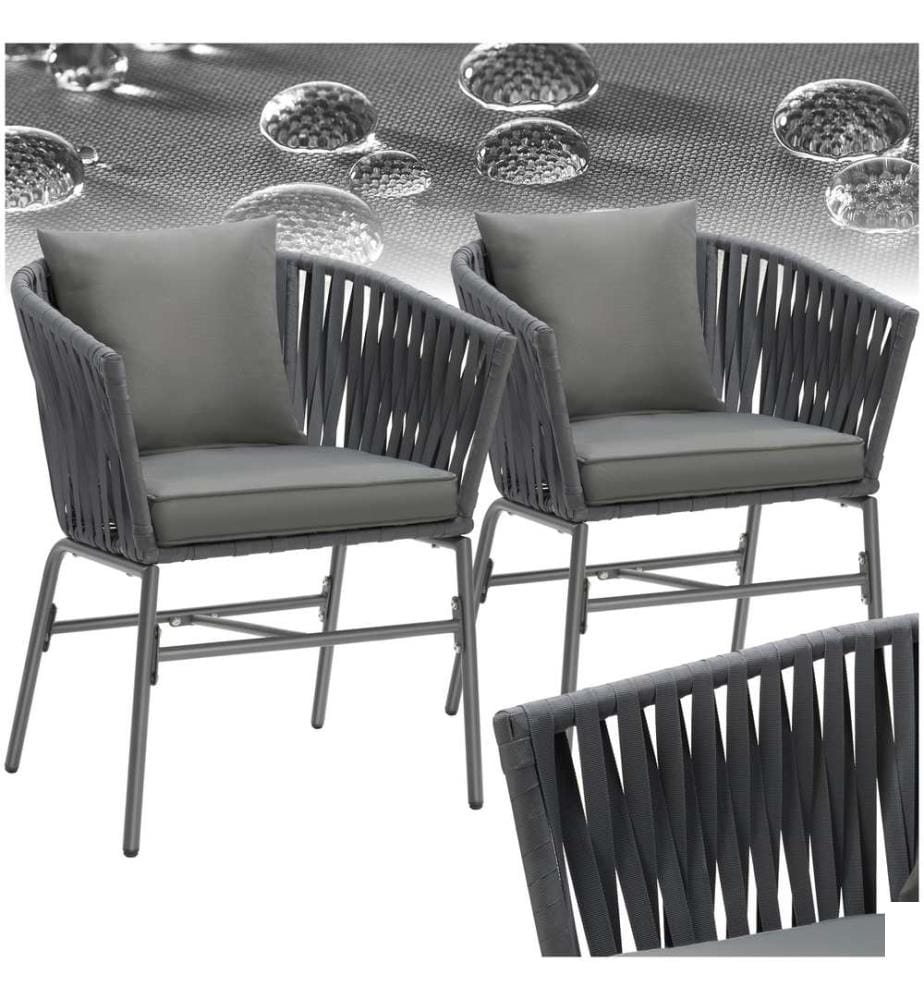Ensemble de chaises VALEIRAS effet corde tressée - Lot de 2