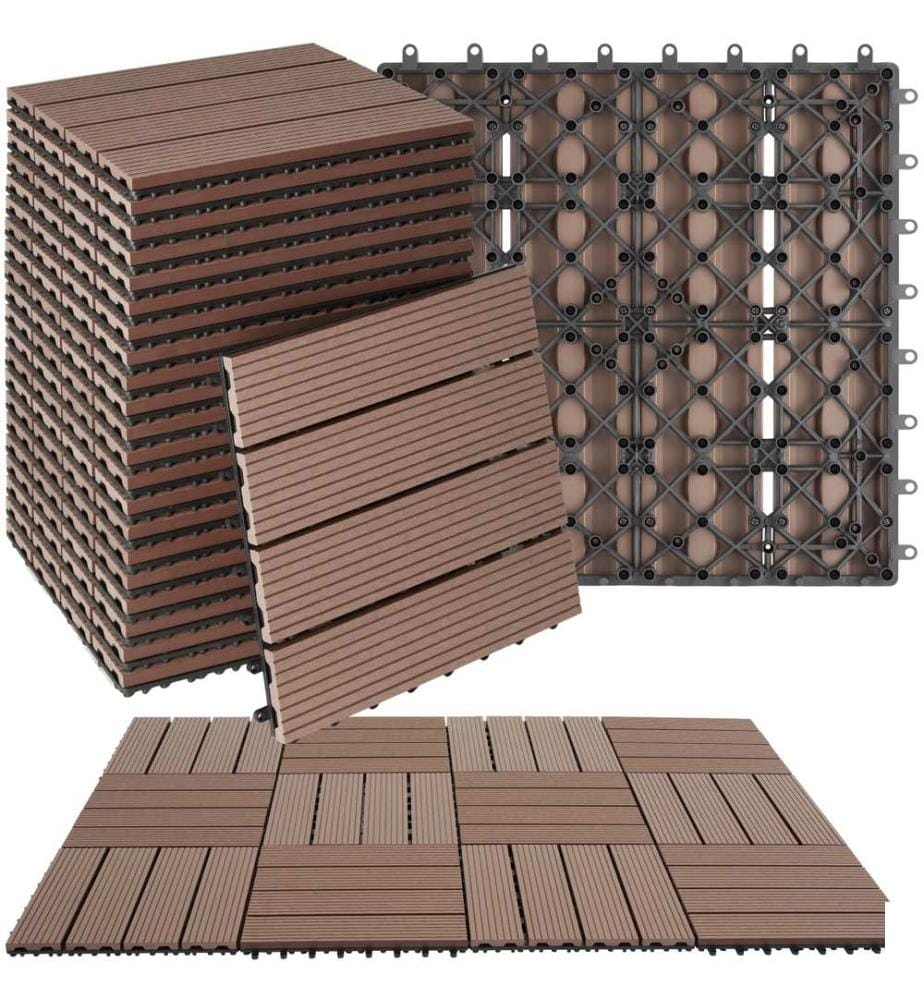 Lot de dalles de terrasse TEGULAS en WPC aspect bois - marron, Lot de 22