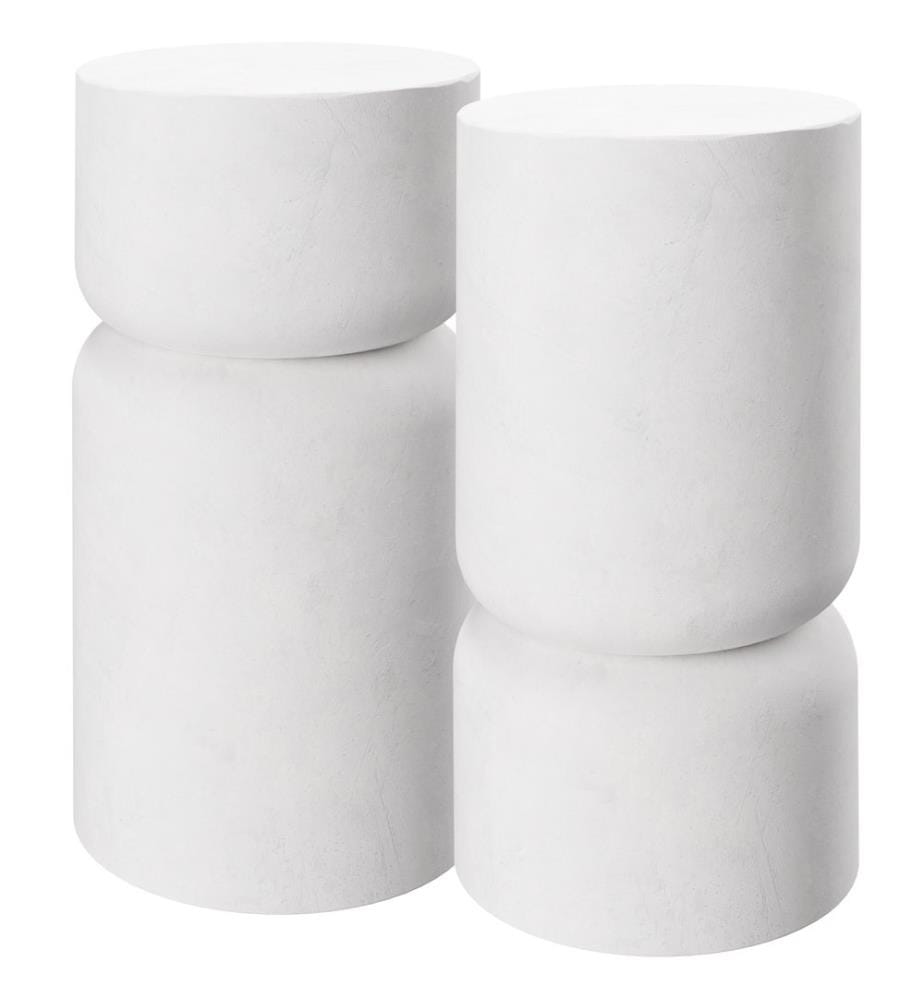 Lot de 2 tables d'appoint Amine, design arrondi 28 x 54,5 cm - blanc