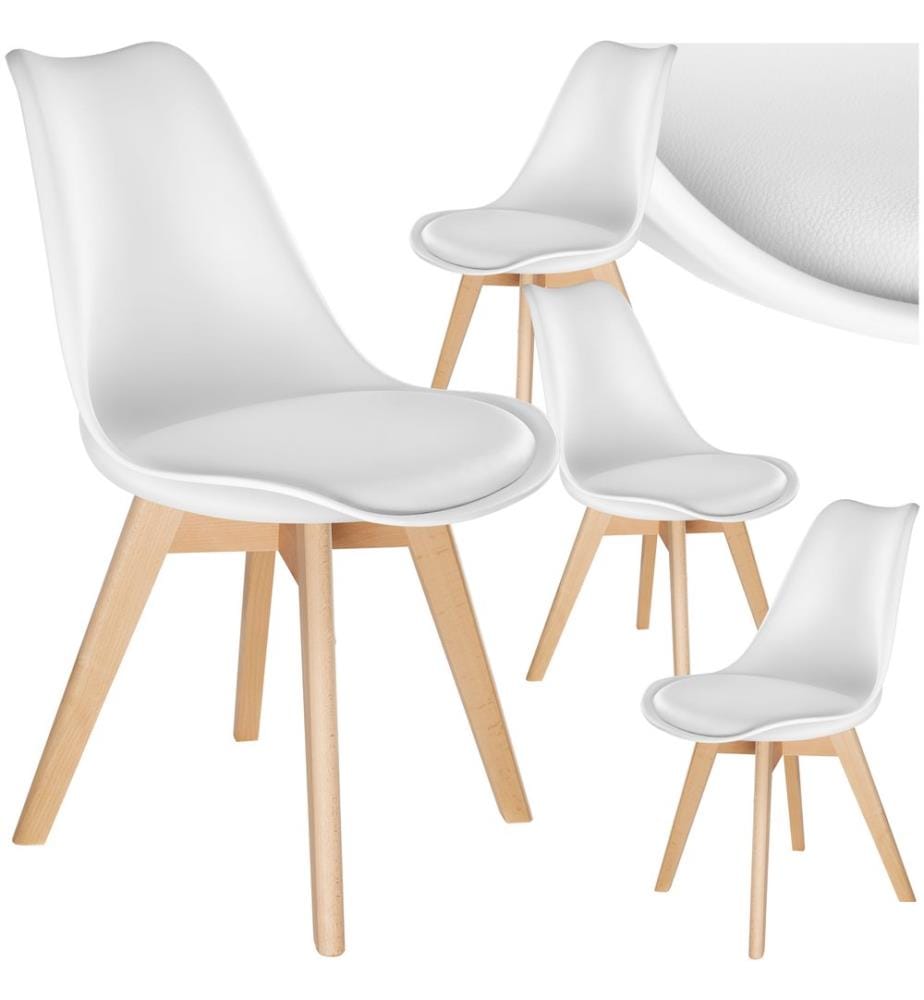 Chaises de salle à manger FRÉDÉRIQUE style scandinave - blanc, Lot de 4