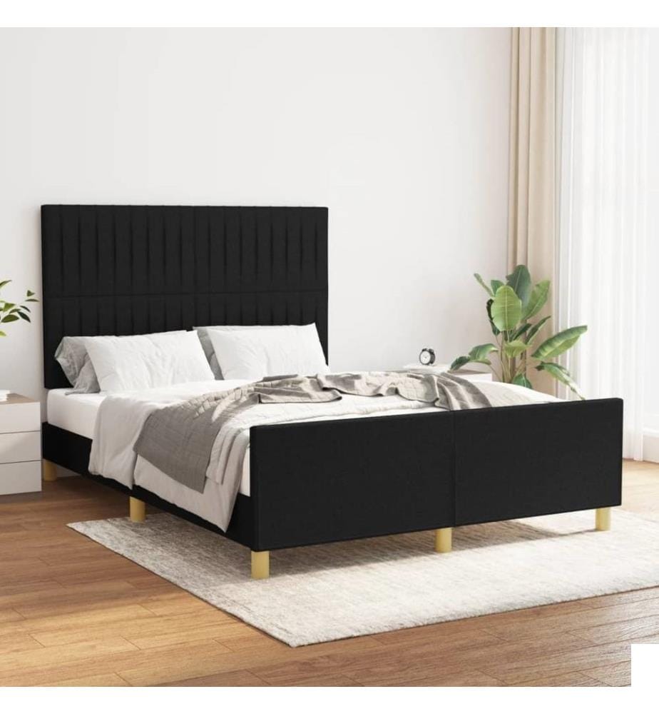 Cadre de lit avec tête de lit Noir 140x190 cm Tissu