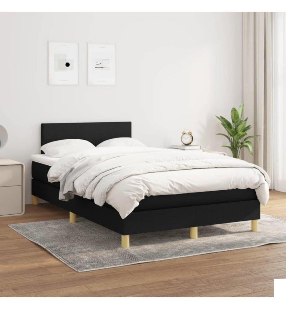 Lit à sommier tapissier avec matelas Noir 120x200 cm Tissu