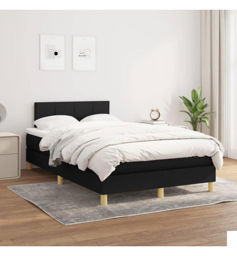 Lit à sommier tapissier avec matelas Noir 120x200 cm Tissu
