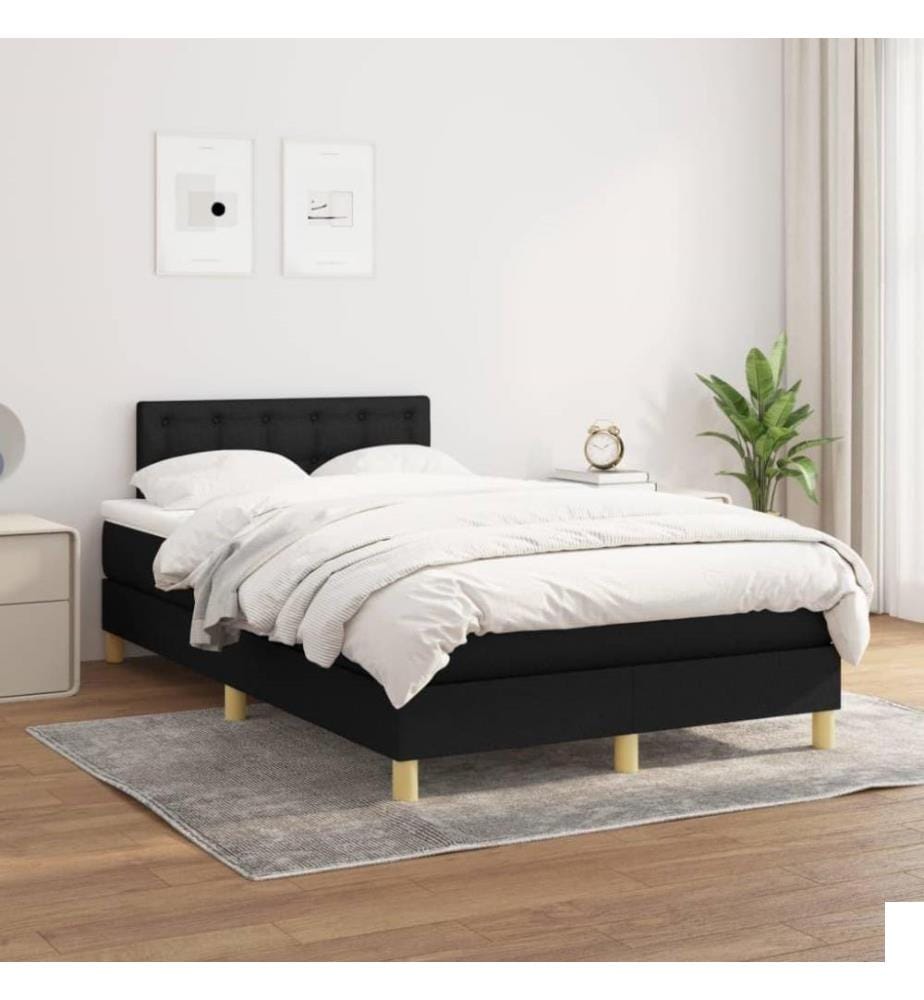 Lit à sommier tapissier avec matelas Noir 120x200 cm Tissu