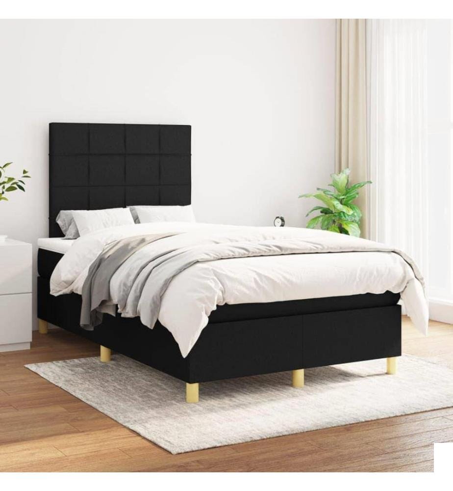 Lit à sommier tapissier avec matelas Noir 120x200 cm Tissu