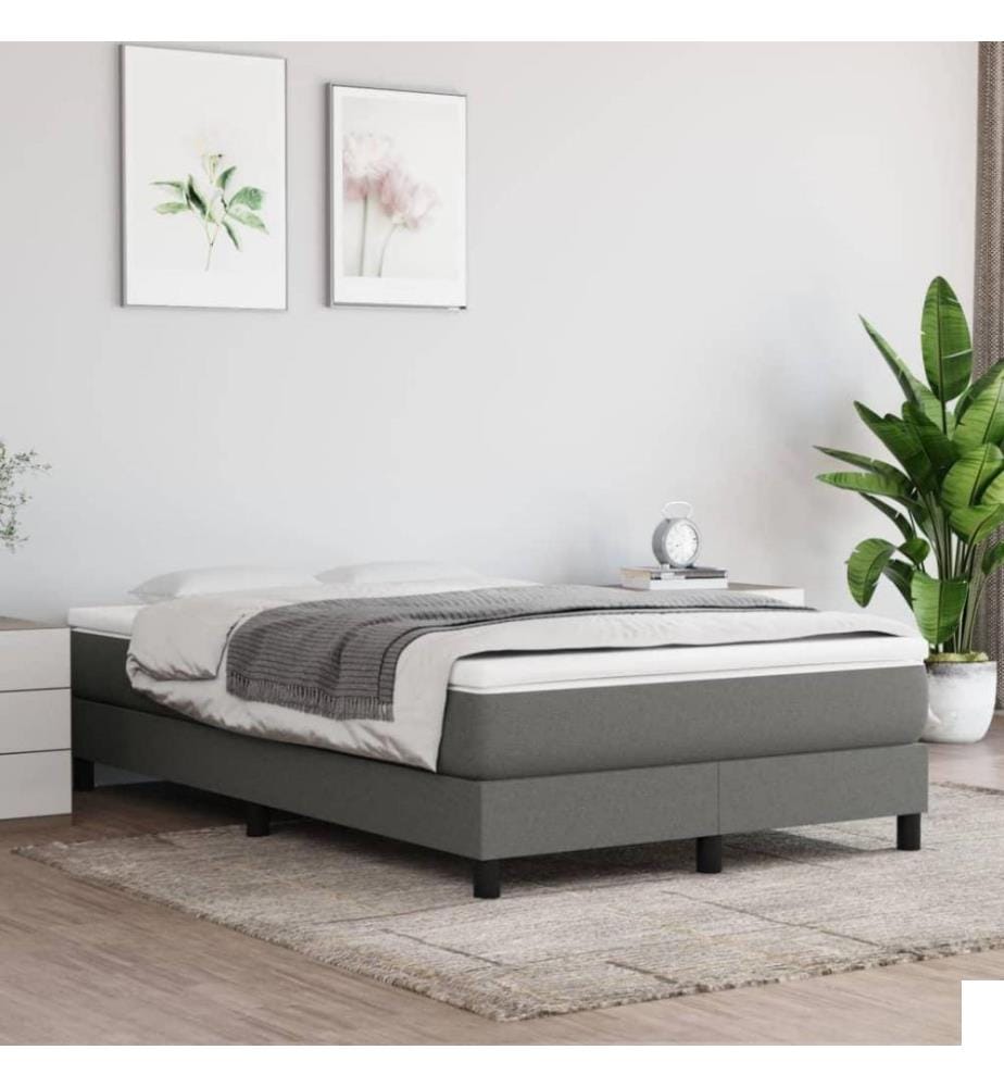 Lit à sommier tapissier avec matelas Gris foncé 120x200cm Tissu