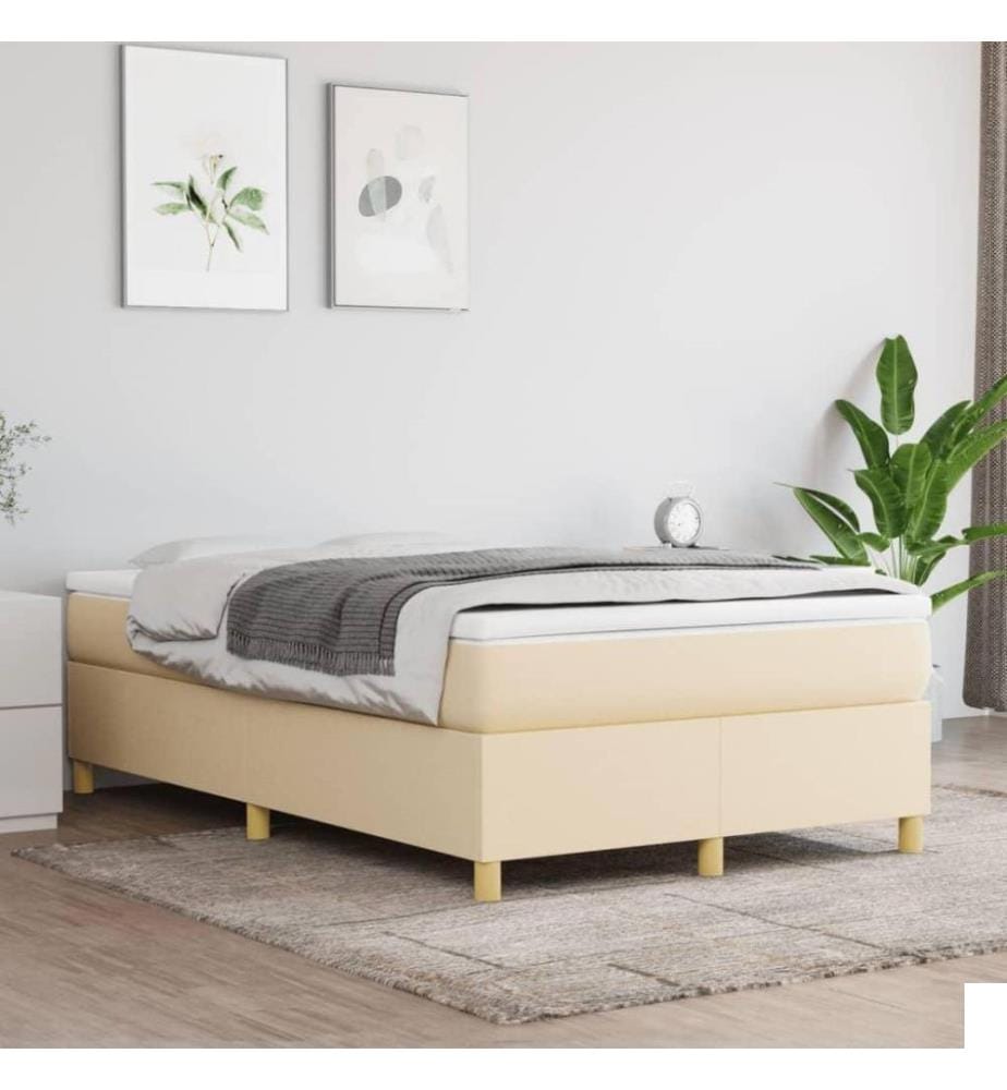 Lit à sommier tapissier avec matelas Crème 120x200 cm Tissu