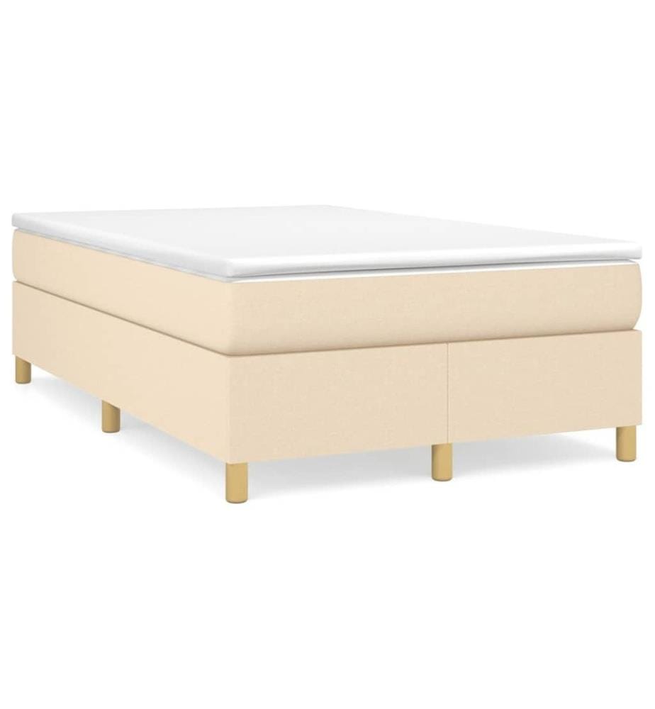 Sommier à lattes de lit avec matelas crème 120x190 cm tissu