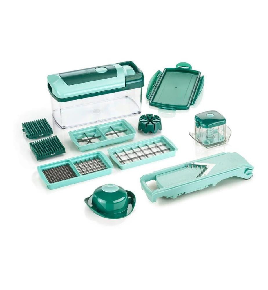 GENIUS - Coupe-légumes Nicer Dicer Fusion + Slicer 13 pièces, Vert