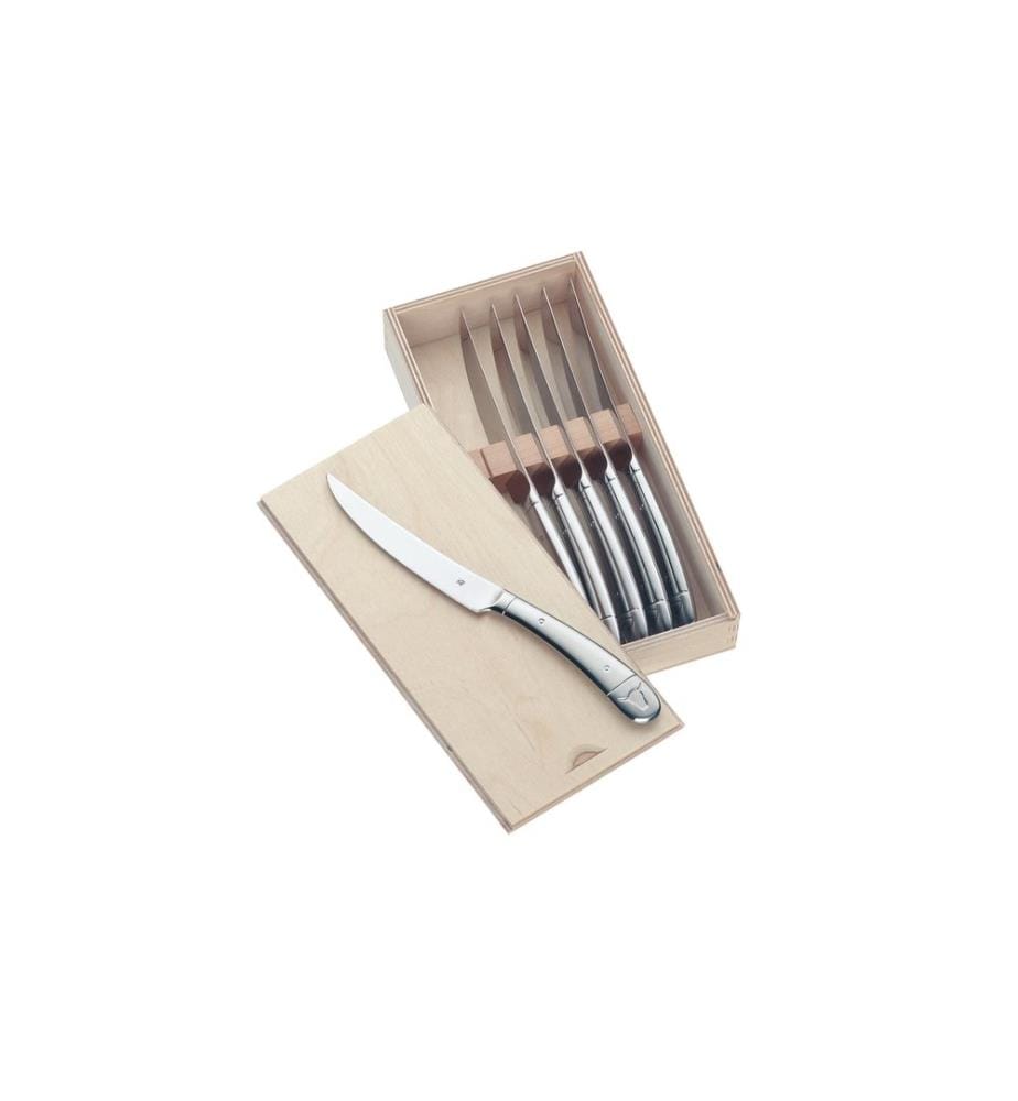 WMF - Kits de couverts à steak dans une caisse en bois 6-parties, Argenté
