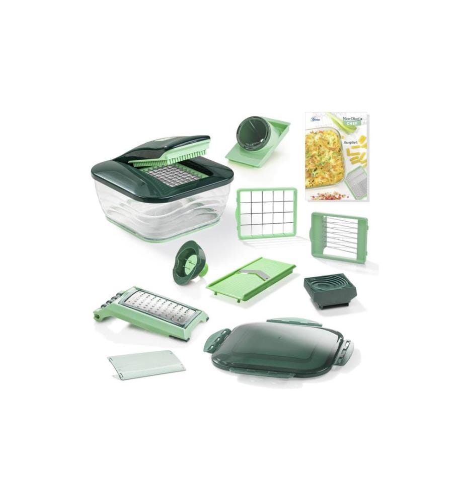 GENIUS - Coupe-légumes Nicer Dicer Chef 15 pièces, Vert foncé